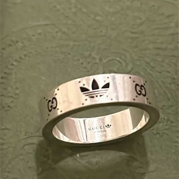 Gucci x Adidas Engraved Interlocking G Ring Ag 925